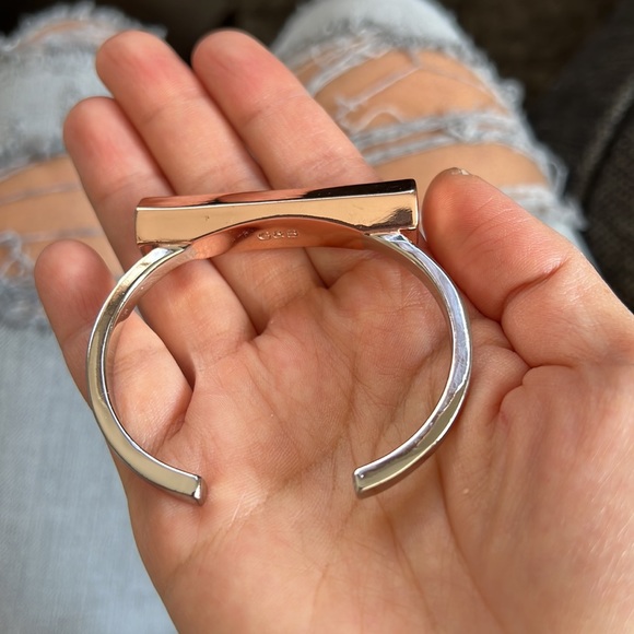 💎G&B GILES & BROTHER Mini Cuff Bracelet Bangle (Gilt) Silver & Rose Gold toned - Picture 4 of 5